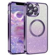 YINLAI Magnetic for iPhone 12 Pro Max Case Magsafe, Protective Bling Sparkle Phone Case iPhone 12 Pro Max Women, Gradient Purple